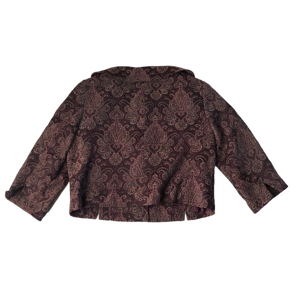 paisley Crop Jacket 3/4 Sleeve Snap Button Pockets Size Small? - Picture 2 of 10